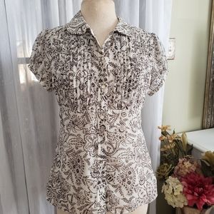 Apt 9 ivory and brown print top